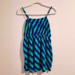 Green and Blue Stripe Dress: Motherhood Maternity | Large